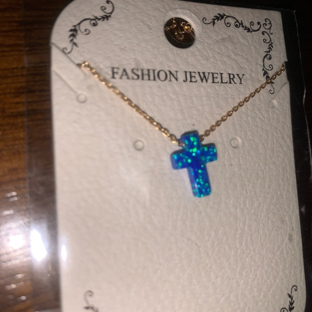 blue cross necklace
